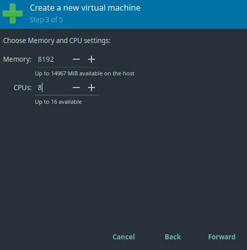 Figure 3: configure memory and cpu